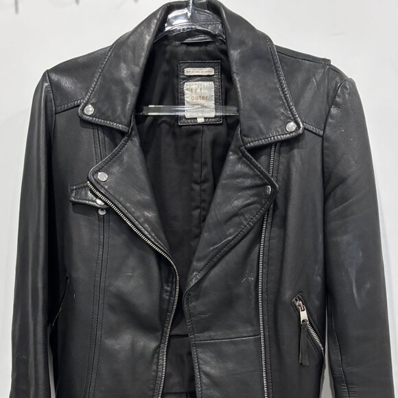 Zara TRF Motorcycle jacket genuine leather size M - Picture 1 of 7
